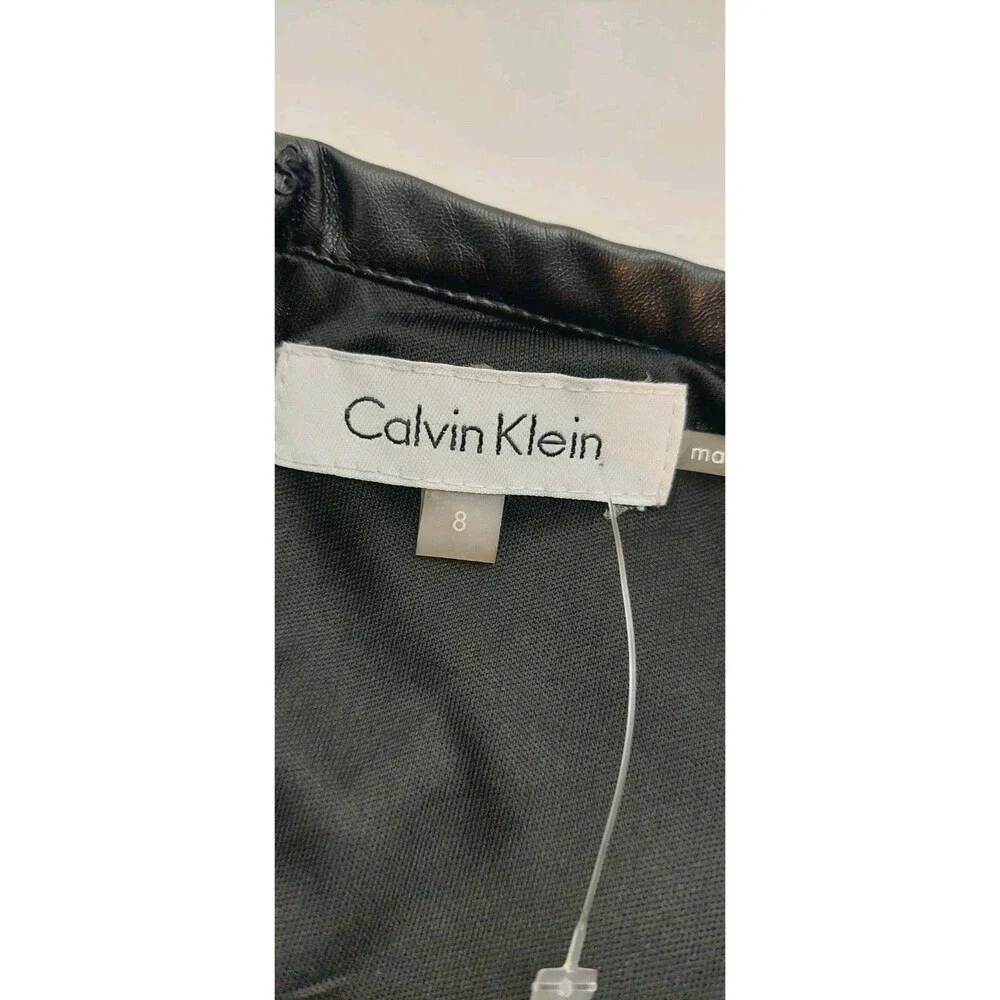 Calvin Klein Women's Size 8 Skirt Black Pleated Perforated Faux Leather